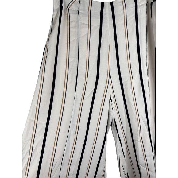Anthropologie ETT:TWA Plus Manon Striped Flared Wide Leg Pants White Size 14 - Picture 7 of 14